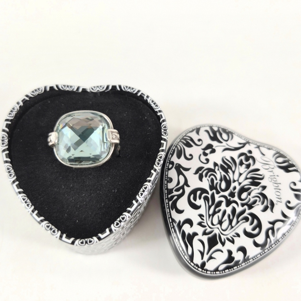 Sz 5.25 Brighton Venus Rising Aqua Crystal Cocktail Ring
